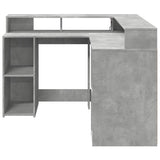 Desk with LED Lights Concrete Grey 130x130x91 cm Engineered Wood 3309450