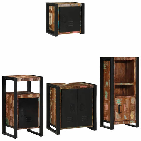 Bathroom Furniture Set 4 pcs Multicolour Solid Reclaimed Wood 3305637