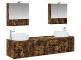 Bathroom Cabinet Set 5 pcs Smoked Oak Engineered Wood 3406523