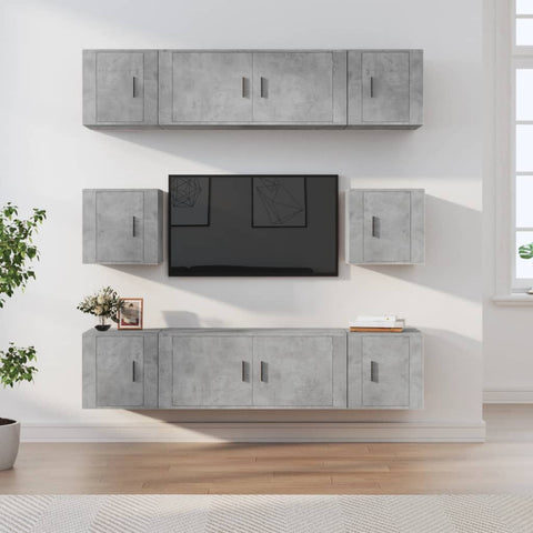 8 Piece TV Cabinet Set Concrete Grey Engineered Wood 3188674