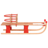 Folding Snow Sledge with Backrest 119 cm Wood 92493