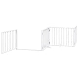 Dog Gate with Door Foldable 4 Panels White 320 cm Poplar Wood 352185
