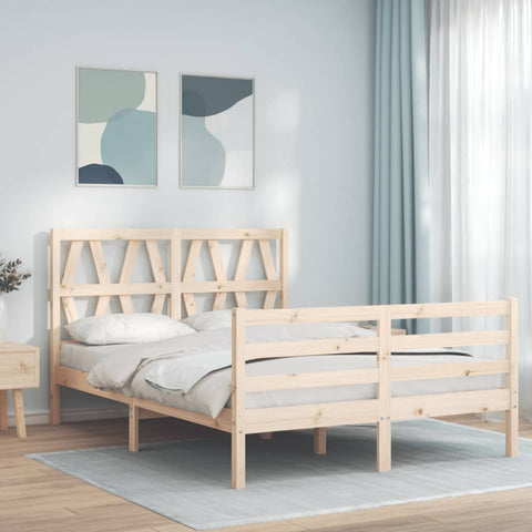 ZNTS Bed Frame without Mattress 140x190 cm Solid Wood 3194356