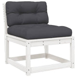 6 Piece Garden Sofa Set with Cushions White Solid Wood Pine 3217036