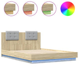 Bed Frame with LED without Mattress Sonoma Oak 150x200 cm King Size 3210005