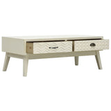 Coffee Table with 2 Drawers Carving Grey 110x50x40 cm Wood 285751