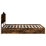 Storage Bed with Drawer Smoked Oak 160 x 200 cm Engineered Wood 3413489