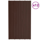 Roof Panels 12 pcs Galvanised Steel Brown 80x45 cm 317205