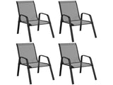 Set of Four Stackable Mesh Seat Chairs - Black T3398P314153