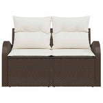 Garden Sofa with Cushion Brown 124 x 62 x 69cm Poly Rattan 42006733