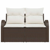 Garden Sofa with Cushion Brown 124 x 62 x 69cm Poly Rattan 42006733