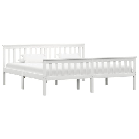 Bed Frame without Mattress White Solid Pinewood 180x200 cm Super King 283219