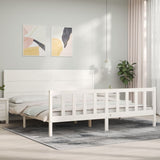 Bed Frame without Mattress White 200x200 cm Solid Wood Pine 3192772