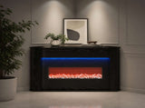 Fireplace with LED Strip Black Oak 95 x 42.5 x 60 cm 8020881