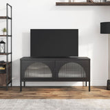 TV Cabinet Black 105x35x50 cm Glass and Steel 352998
