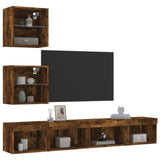 5 Piece TV Wall Units with LED Smoked Oak Engineered Wood 3216701