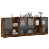Bookcase with Doors Smoked Oak 204x37x75 cm Engineered Wood 3206535