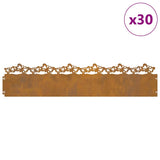 Lawn Edgings 30 pcs Rusty 103 x 0.05 x 22 cm Weathering Steel 874827