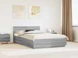 Bed Frame Grey Sonoma 135 x 190 cm Engineered Wood 3408087