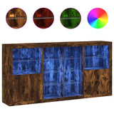 Sideboard with LED Lights Smoked Oak 202x37x100 cm 3209188
