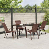 Garden Dining Set 5 pcs Brown and Black Powder-coated Steel 3379131