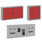 Work Cabinet with Drawer 8 pcs Red Engineered Wood and Steel 3321441