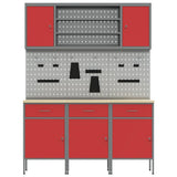 Work Cabinet with Drawer 7 pcs Red Engineered Wood and Steel 3321431