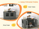 Dog Crate Table for Medium and Large Dogs with Magnetic Door for Indoor Use, 95 x 55 x 75 cm, Grey T3398P376409