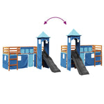 Kids' Loft Bed with Tower Blue 80x200 cm Solid Wood Pine 3309126