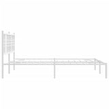 Metal Bed Frame without Mattress with Headboard White 160x200cm 376376