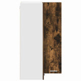 Hanging Cabinet with Door Smoked Oak and White 57 x 57 x 100 cm 884374