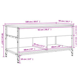 ZNTS Coffee Table Grey Sonoma 100x50x50 cm Engineered Wood and Metal 845369