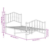 Metal Bed Frame without Mattress with Footboard White 90x200cm 373849