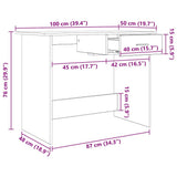 Desk with Drawer Black Oak 100 x 50 x 76 cm Engineered Wood 875250