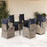 7 Piece Garden Dining Set with Cushions Grey Poly Rattan 3213480