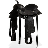 Western Saddle. Headstall&Breast Collar Real Leather 13" Black 91356