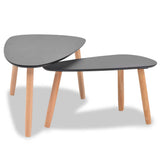 244732 Coffee Table Set 2 Pieces Solid Pinewood Black