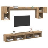 TV Wall Units with LED 6 pcs Artisan Oak Engineered Wood 3402956