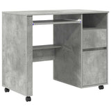 Desk with Wheels Concrete Grey 91 x 50 x 77 cm Engineered Wood 869533