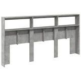 Headboard Cabinet with LED Concrete Grey 200x17x102 cm 839220