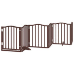 Dog Gate with Door Foldable 6 Panels Brown Oak 300 cm Poplar Wood 352229