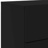 Wall-mounted Bedside Cabinet Set of 2 Black Engineered wood 836815
