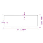Bathroom Countertop Dark Brown 140x50x cm Treated Solid Wood 3156245