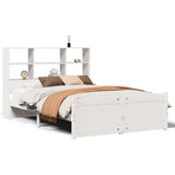 ZNTS Bookcase Bed without Mattress White 140x200cm Solid Wood Pine 3322472