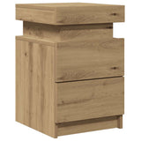 Bedside Cabinet with LED Artisian Oak 35x39x55 cm Engineered Wood 857656