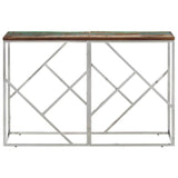Console Table Silver Stainless Steel and Solid Wood Reclaimed 350000