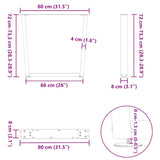 Dining Table Legs V-Shape 3 pcs White 80x cm Steel 4012665