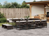 13 Piece Garden Dining Set with Cushions Brown Poly Rattan 3211341