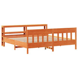 Bed Frame without Mattress Wax Brown 200x200 cm Solid Wood Pine 3306254