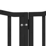 Dog Gate with Door Foldable 9 Panels Black 450 cm Poplar Wood 3155597